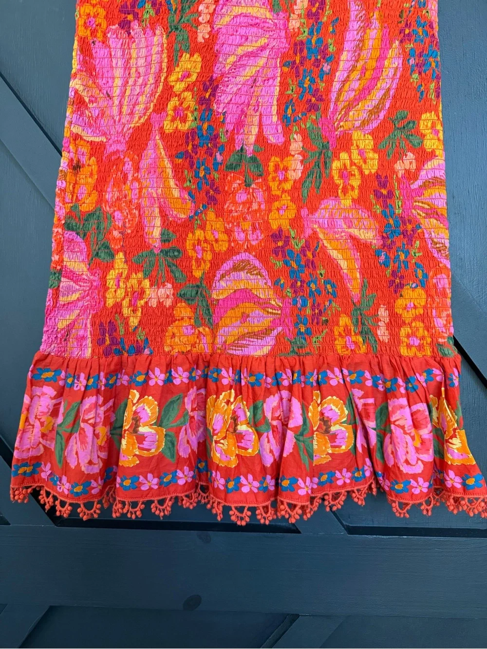 FARM Rio Red Spring Bananas Smocked Mini Dress, Size XS - Picture 10 of 11